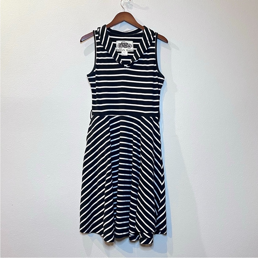 Effie's Heart Navy and White Striped Midi Dress - Picture 2 of 10